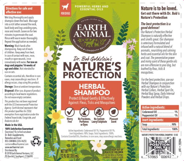 Nature's protection herbal shampoo packaging info