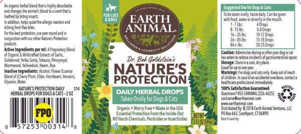 Nature's protection daily herbal drops label