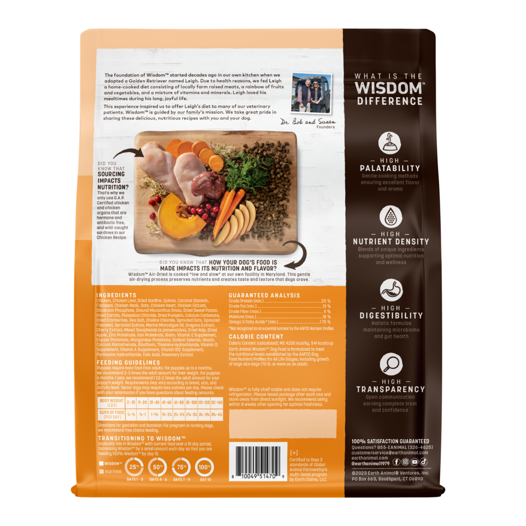 Dr. Bob Goldstein's Wisdom® Dog Food - Air-Dried Chicken Recipe - Earth