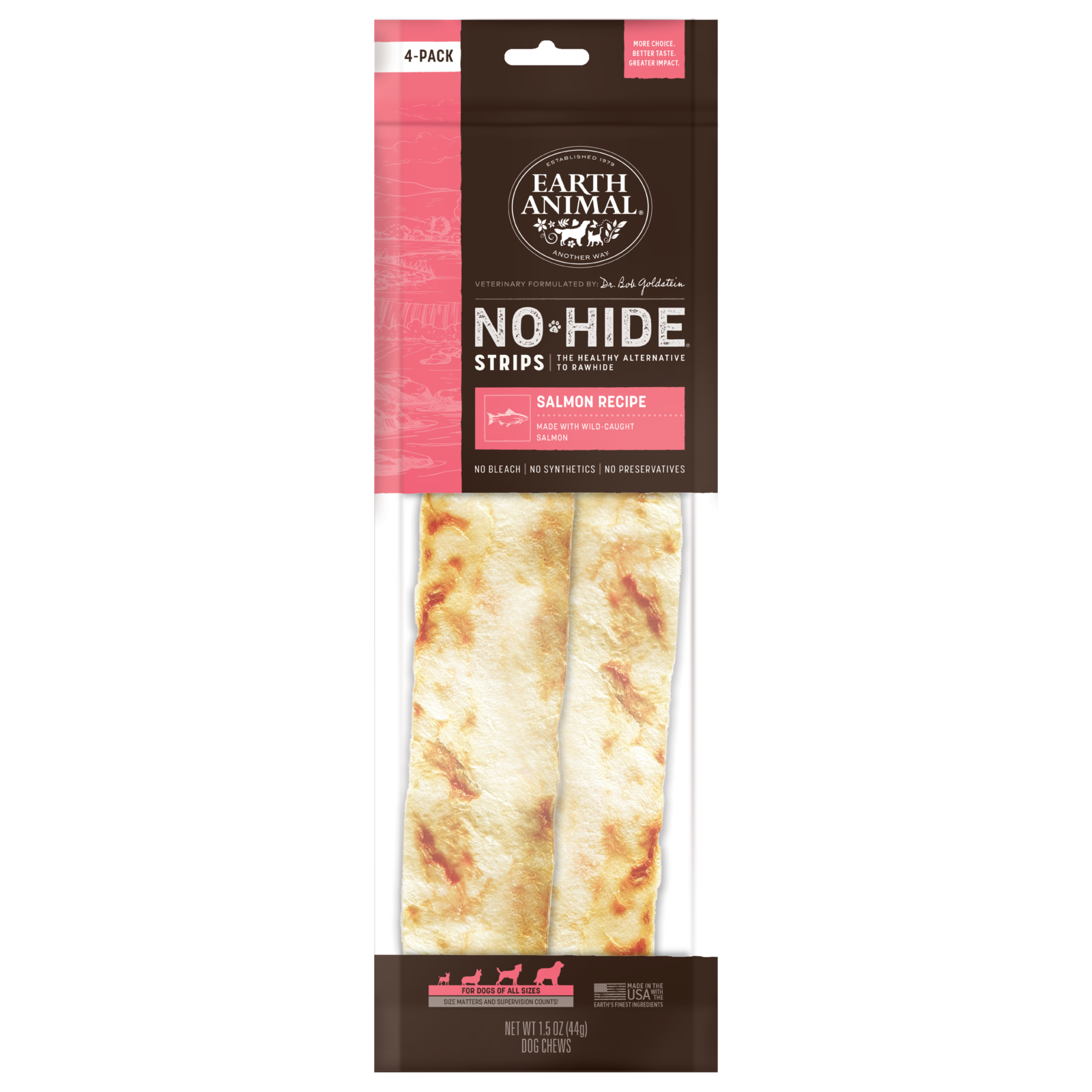 No-Hide® Salmon Strips - 4-pack - Front