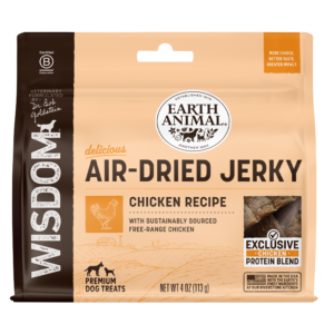 Wisdom Air-Dried Chicken Recipe Jerky front of 4 oz. bag