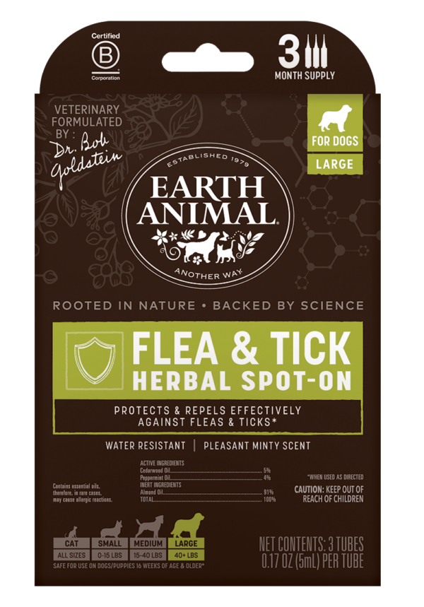 front view of a box of flea & tick herbal spot-on for large dogs
