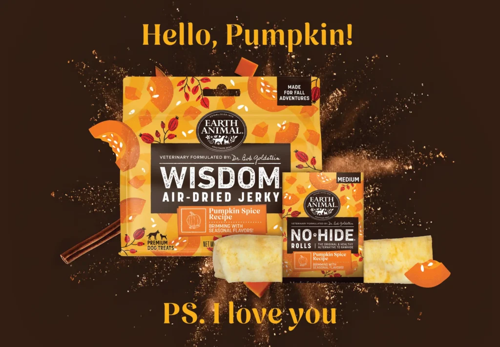 pumpkin spice Wisdom Air-Dried Jerky and No-Hide Chew